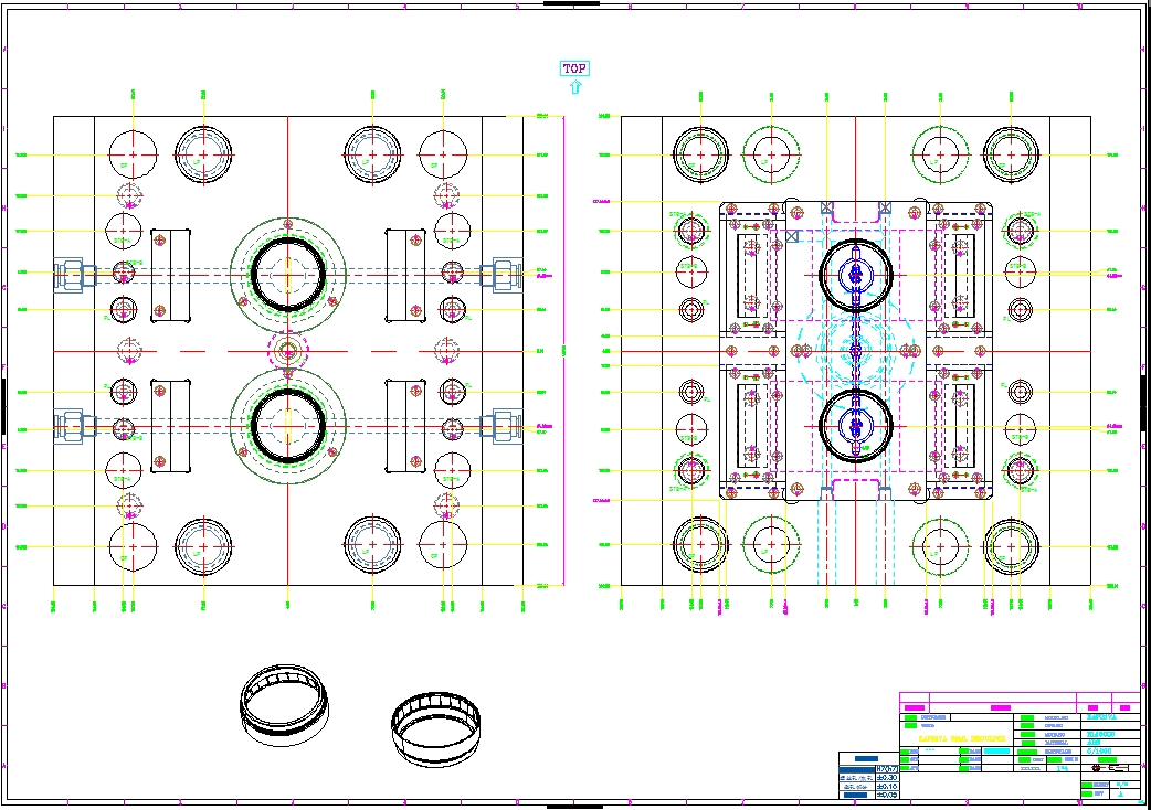 油缸齿条自动脱内螺纹模具2D组立图设计案例-苏州昆山模具2D设计