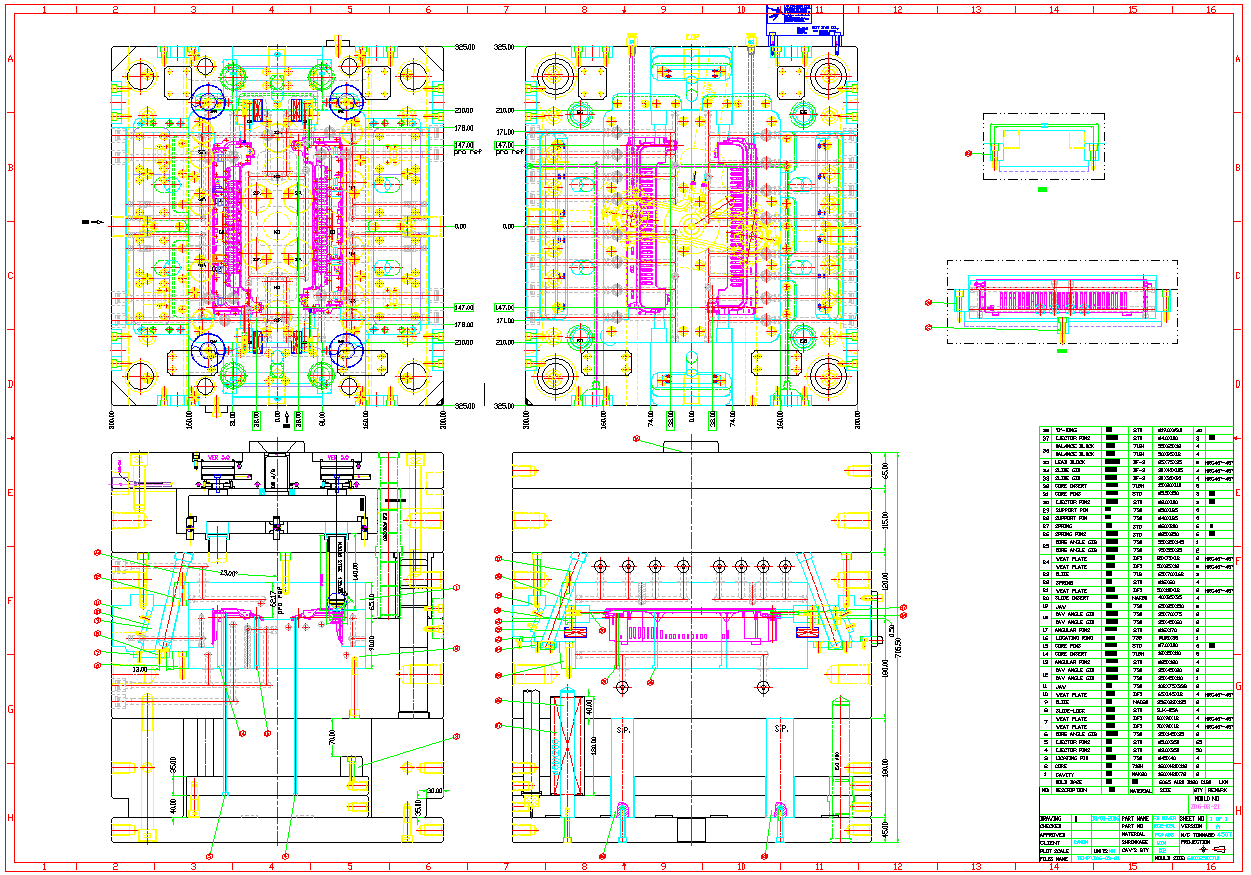 出口日企的模具2D组立图设计案例：结构、球标与中英目录制作